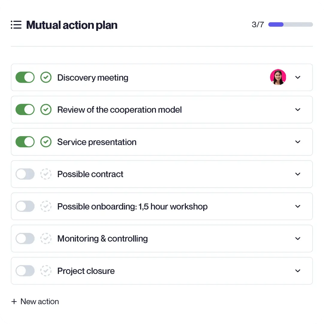 Mutual Action Plan (MAP) - NouxUI view