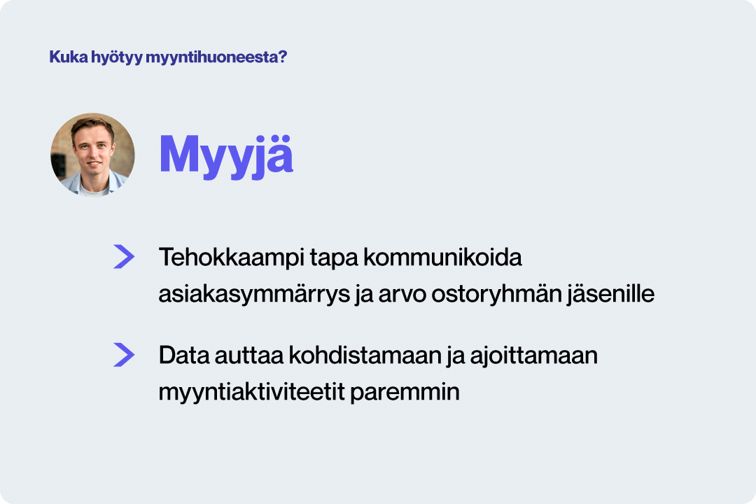 Kuka hyötyy myyntihuoneesta? Myyjä